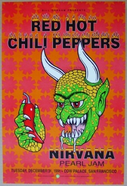 Red Hot Chili Peppers - Nirvana - Pearl Jam - 31 December1991 - poster