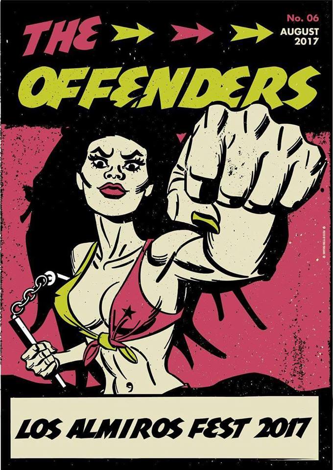 The Offenders @Los Almiros Rockradio Festival 2017 - Artwork by Petros Voulgaris / Design, Illustration & Screenprinting