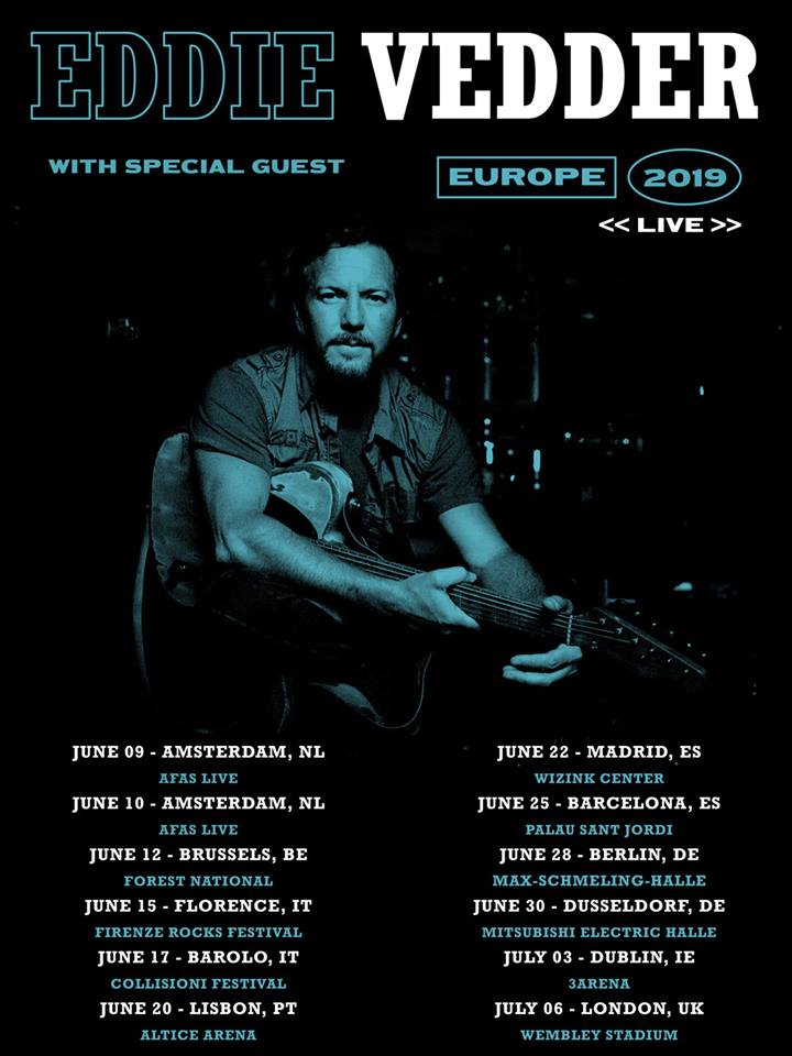 Eddie Vedder / Ευρωπαϊκή περιοδεία 2019